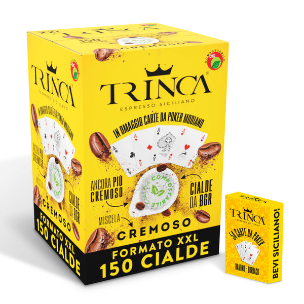 BOX 150 CIALDE COMPOSTABILI TRINCA CREMOSO con carte da poker MODIANO in omaggio